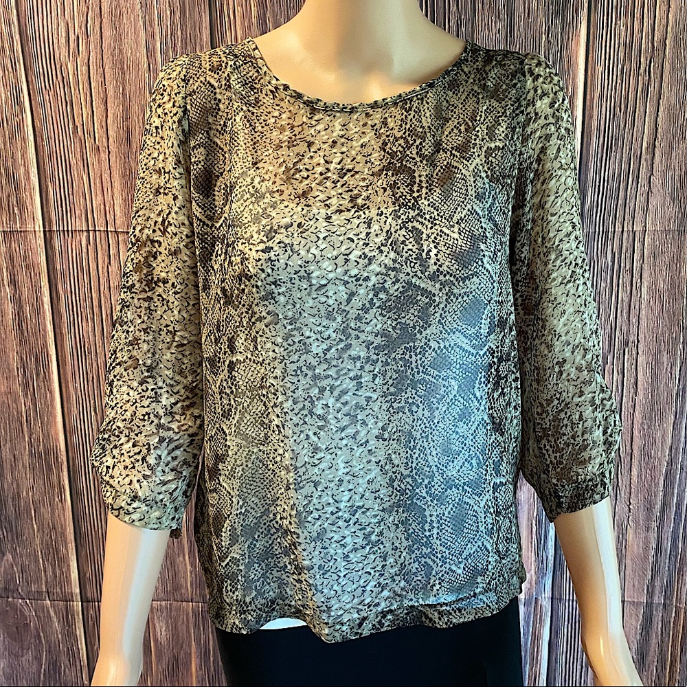 Umgee size small black and tan snake print snake skin design sheer boho